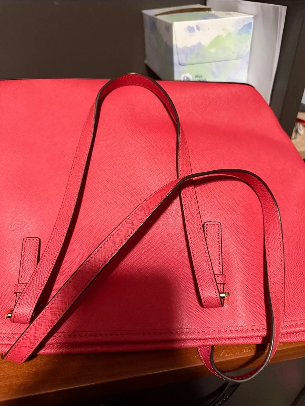Michael Kors Coral Pink Saffiano Leather Tote with MK Charm